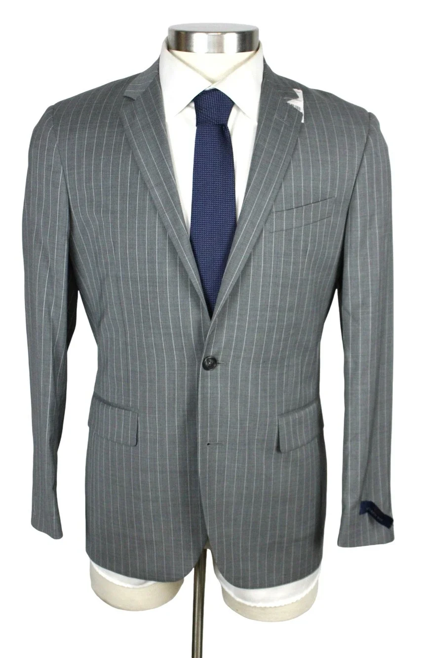 Brooks Brothers 1818 Milano Suit 38 R Mens Slim Fit Grey Stripe Wool 2 Piece